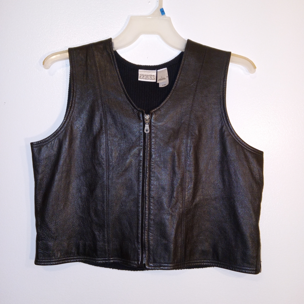Villager Black Leather Vest